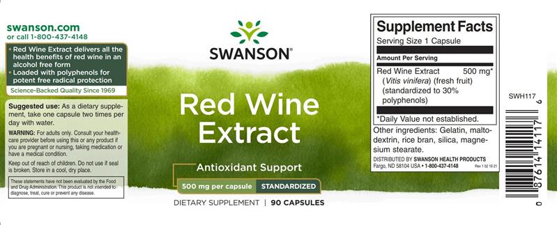 Extract de Vin Rosu SW - Red Wine Extract 500 mg Medical District 90cps