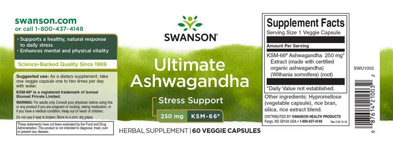 Extract Standardizat de Ashwagandha 250mg 60cps Swanson