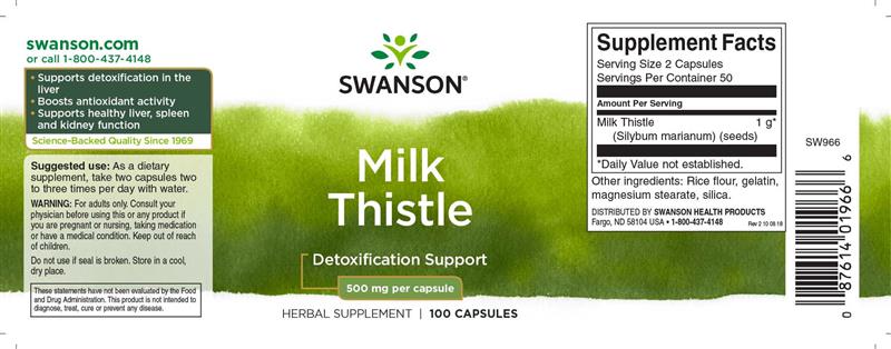 Full Spectrum Milk Thistle (Armurariu Silimarina) 1000 miligrame 100 capsule Swanson