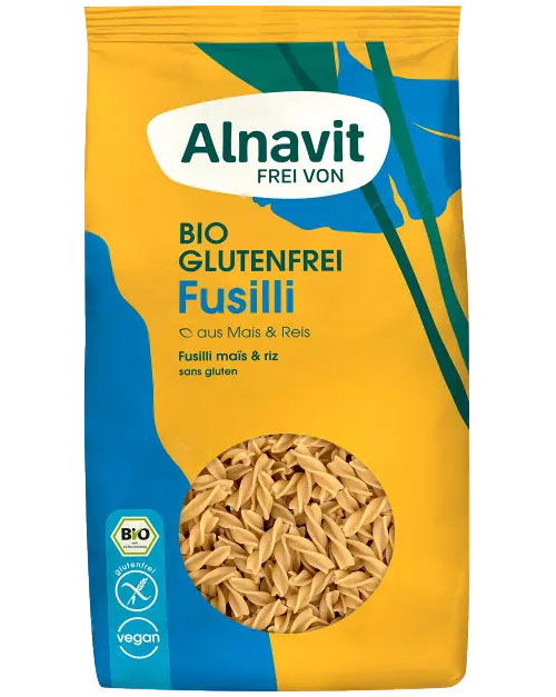 Fusilli din Porumb si Orez Fara Gluten Bio 500 grame Alnavit