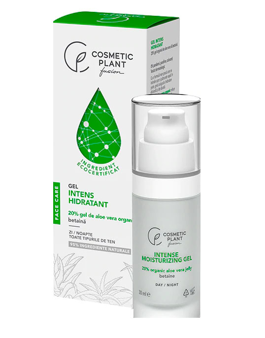 Gel Intens Hidratant cu 20% Gel de Aloe Vera Organic si Betaina Face Care 30 mililitri Cosmetic Plant