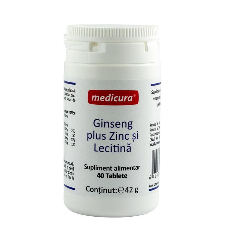 Ginseng plus Zinc si Lecitina 40cps Medicura