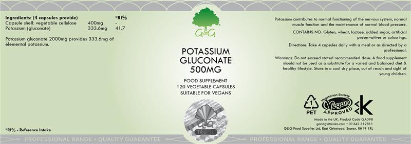 Gluconat de Potasiu 500mg 120cps G&G