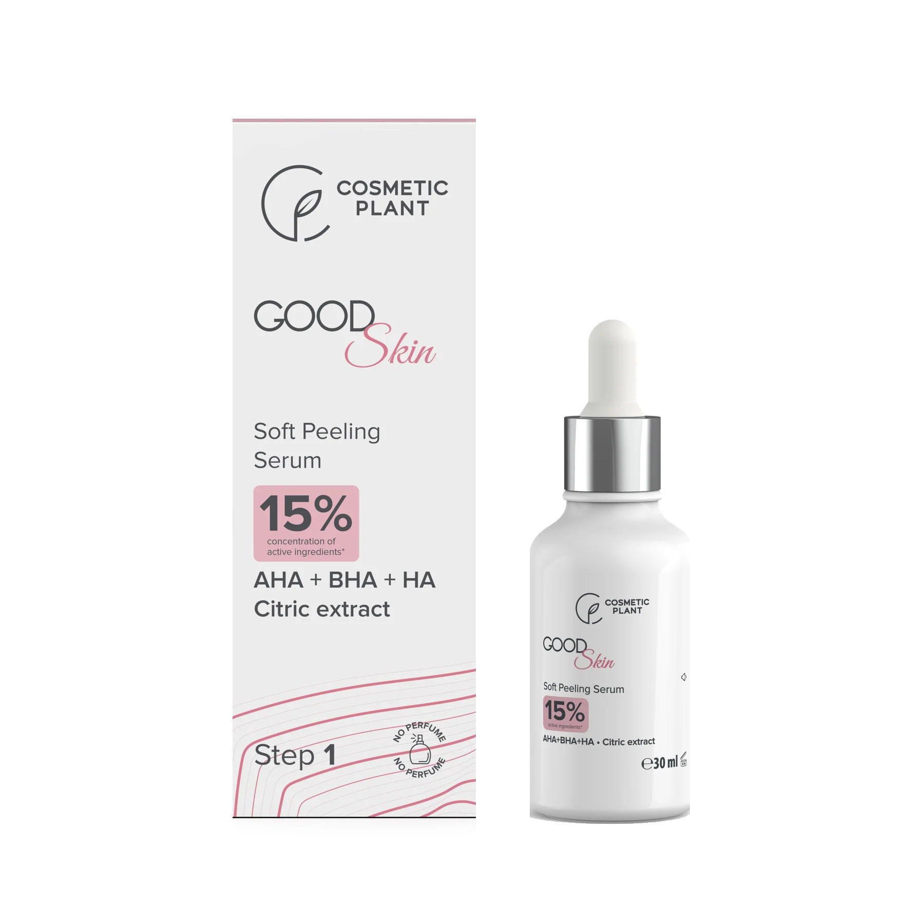 Good Skin Soft Peeling Serum cu AHA + BHA + HA si Extract de Citrice 30 mililitri Cosmetic Plant