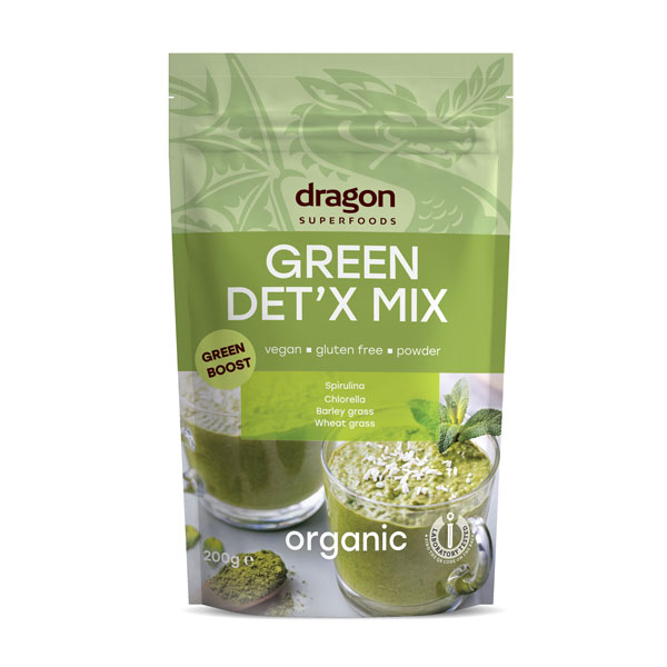 Green Detox Mix Bio (Spirulina, Chlorella, Orz Verde, Iarba Grau) Dragon Superfoods 200gr