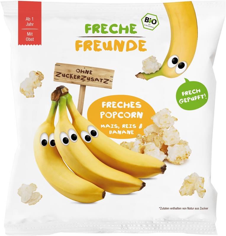 Gustare Crocanta Popcorn din Porumb, Orez si Banane Bio 20 grame Erdbar