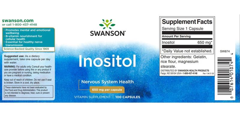 Inositol (Vitamina B8) 650 miligrame 100 capsule Swanson