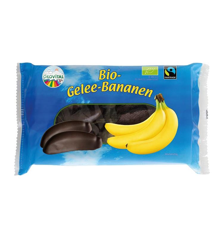 Jeleuri de Banane Invelite in Ciocolata Neagra Bio 250gr Bio Corner