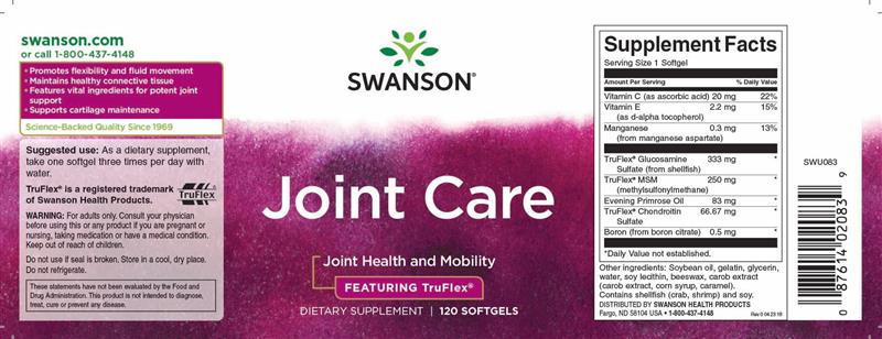 Joint Care TrueFlex cu Glucosamina, MSM si Chondroitin 120 capsule Swanson