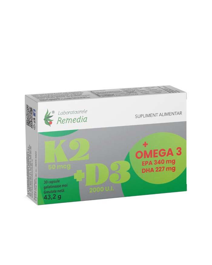 K2+D3+Omega 3 30 capsule gelationoase moi Remedia