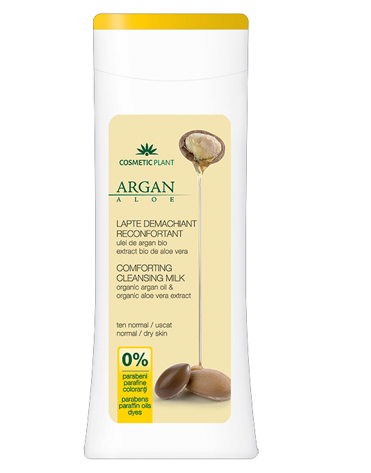 Lapte Demachiant Reconfortant cu Ulei de Argan Bio si Extract Bio de Aloe Vera 200ml