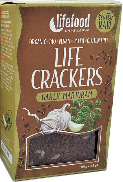 Life Crackers cu In cu Usturoi si Maghiran Raw Bio 90gr Lifefood