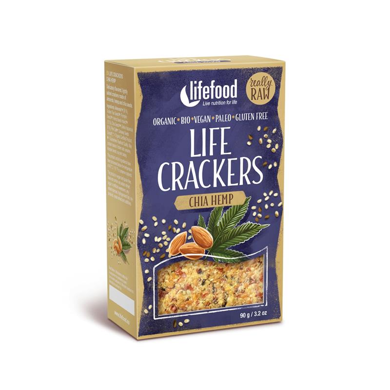 Lifecrackers cu Chia si Canepa Raw Bio Lifefood 90gr