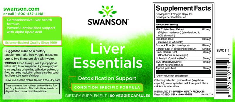 Liver Essentials 90cps Swanson