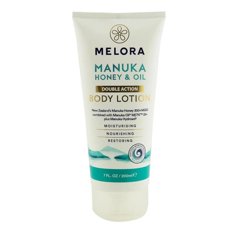 Lotiune de Corp cu Miere de Manuka MGO 300+ si Ulei de Manuka MBTK 25+ Melora 200ml New Zealand