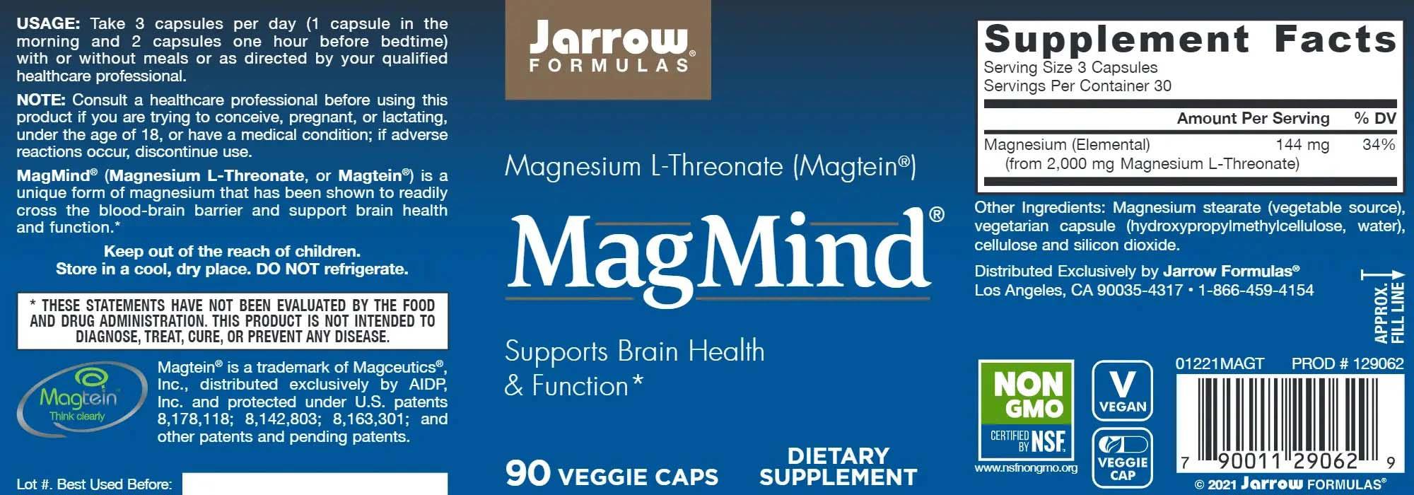 MagMind Magnesium L-Threonate Magtein 90 capsule Jarrow Formulas