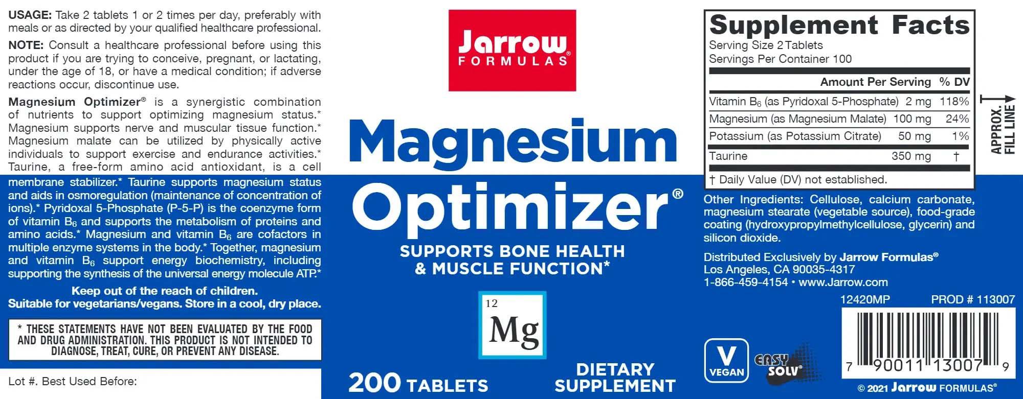 Magnesium Optimizer 200 tablete Jarrow Formulas