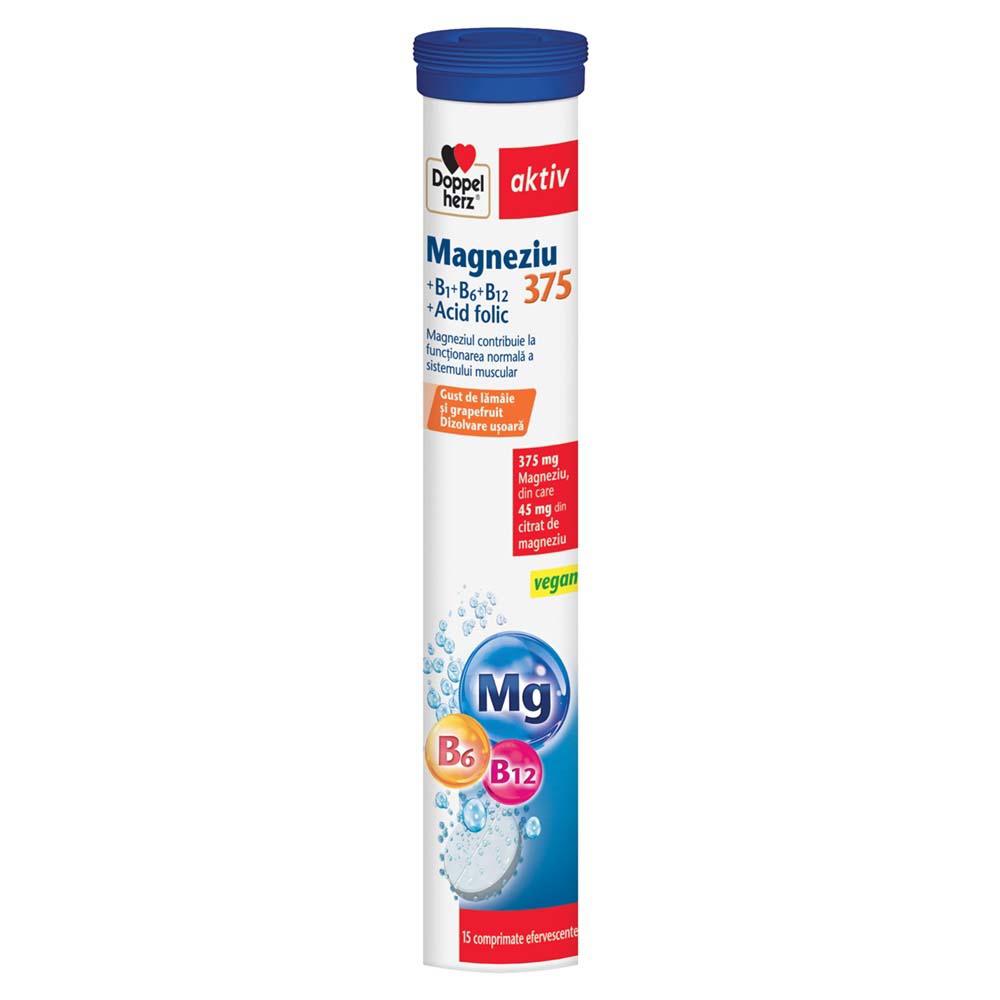 Magneziu 375 miligrame +B1+B6+B12+Acid Folic 15 comprimate efervescente Doppelherz