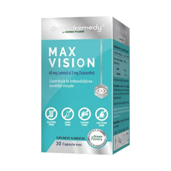 MAX VISION® – Luteina 40 miligrame si Zeaxantina 2 miligrame Sanatatea Ochilor 30 capsule Cosmo Pharm