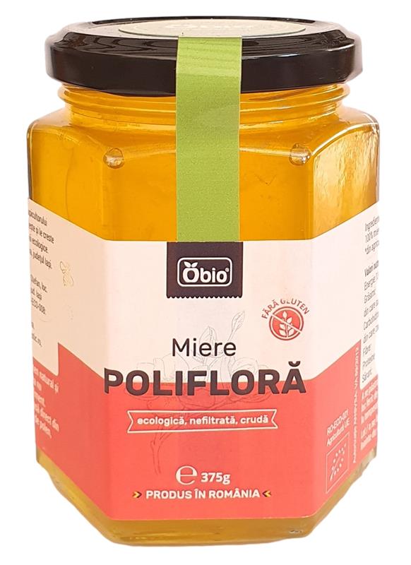 Miere Poliflora Cruda Nefiltrata Bio 375 grame Obio