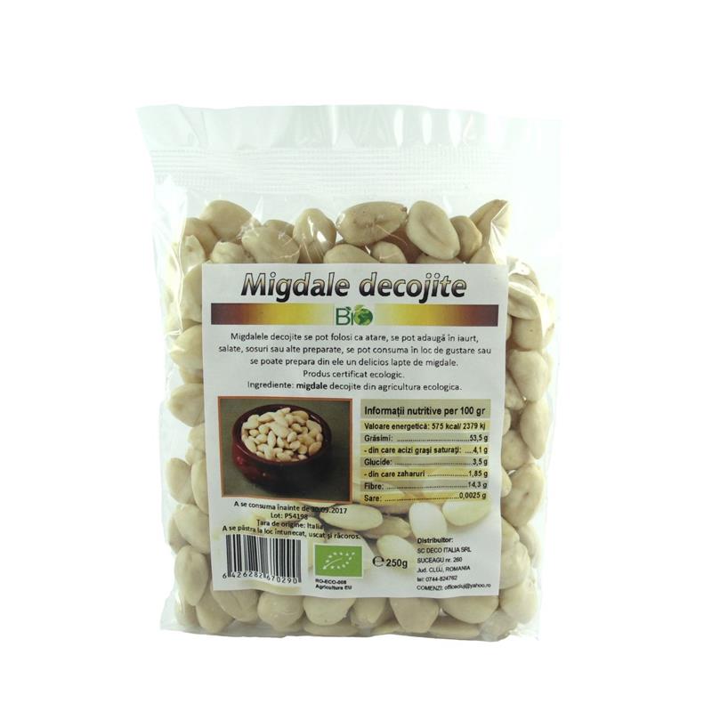 Migdale Decojite Crude Albe Raw Bio 250 grame Deco Italia
