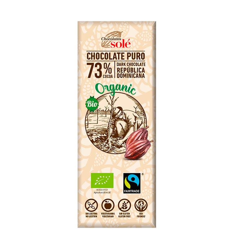 Minitableta Ciocolata Bio Neagra cu 73% Cacao Pronat 25gr