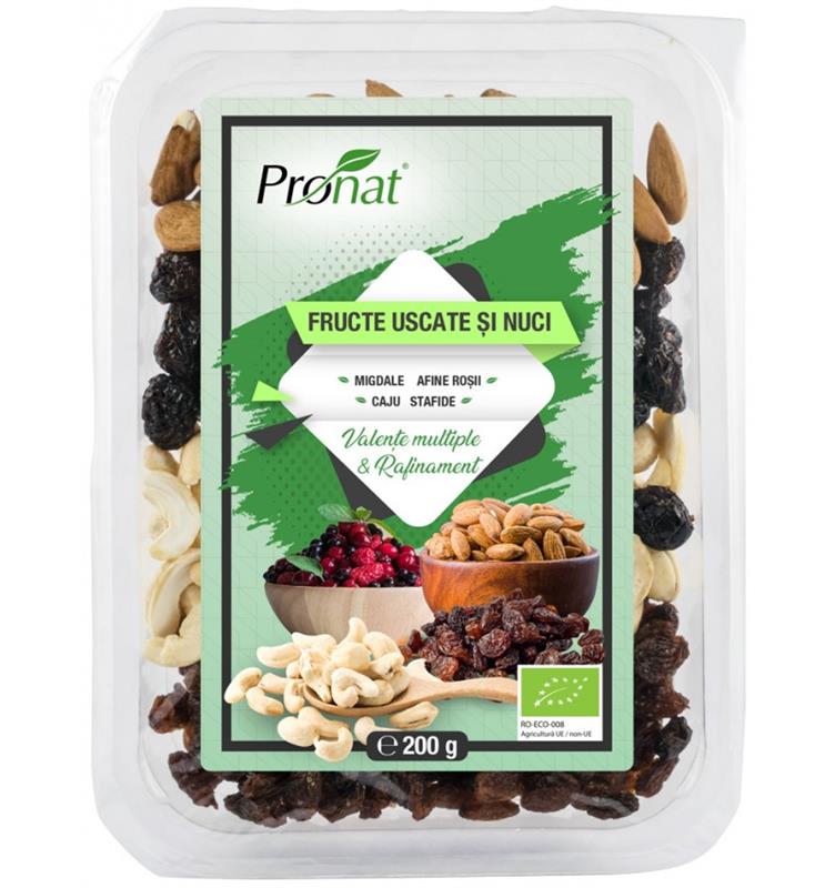 Mix de Fructe Uscate si Nuci Bio 200gr Pronat