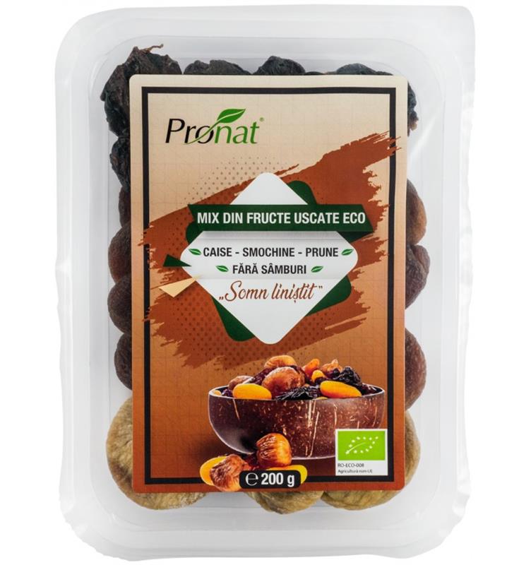 Mix de Fructe Uscate Somn Linistit Caise, Smochine  si Prune Fara Samburi Bio 200 grame Pronat