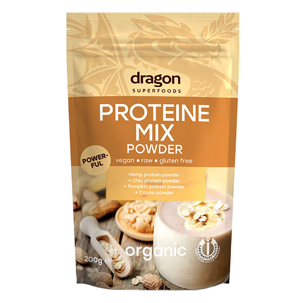 Mix Proteic Raw Bio (Canepa, Chia, Dovleac, Cacao) Dragon Superfoods 200gr