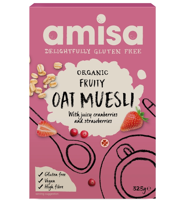 Muesli cu Fructe si Ovaz Fara Gluten Bio Amisa 325gr