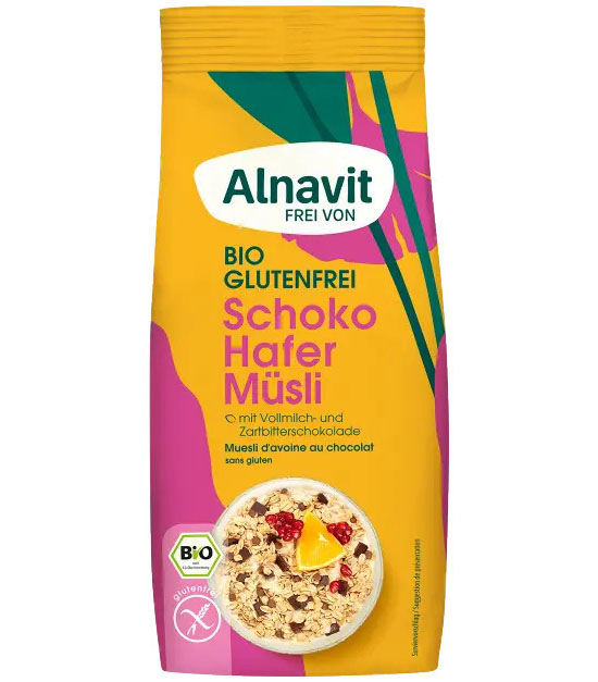 Musli cu Ovaz si Ciocolata Fara Gluten Bio 350 grame Alnavit