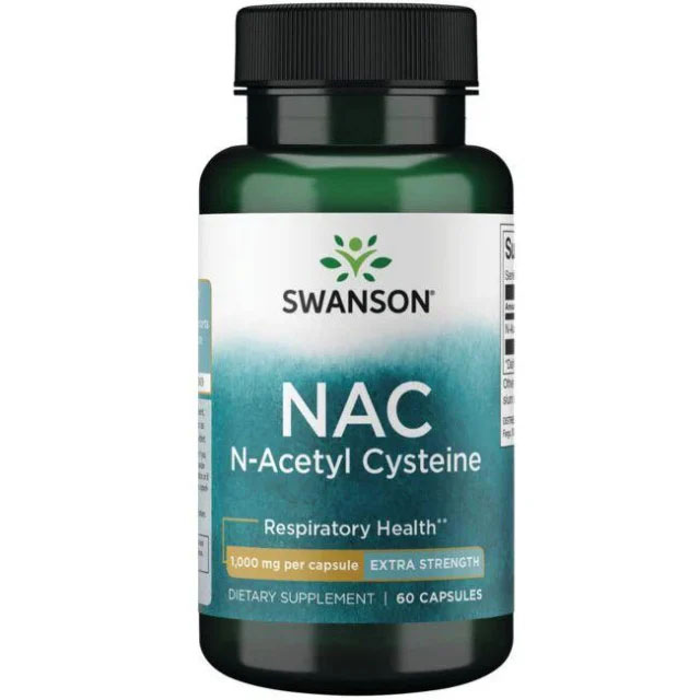 N-Acetyl Cysteine (NAC) 1000 miligrame Extra Strength Swanson Esential Pentru Ficat Plamani Precursor Glutation 60 capsule Swanson