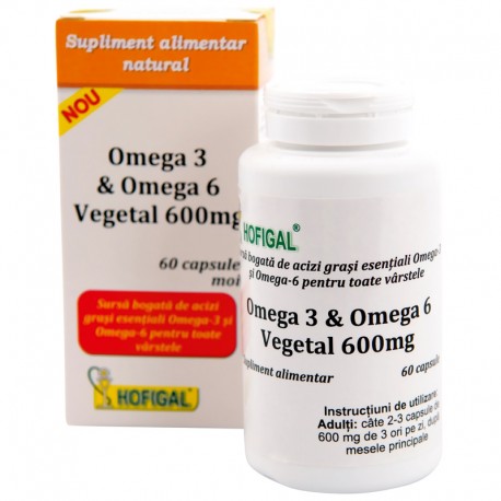 Omega 3 si Omega 6 Vegetal 600mg Hofigal 60cps