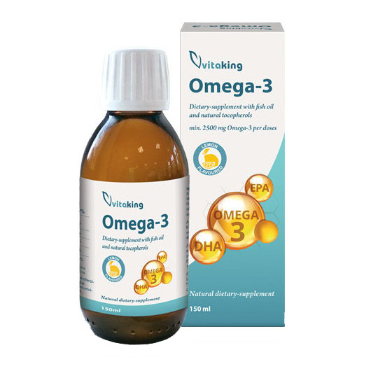 Omega 3 Ulei de Peste cu Gust de Lamaie cu Tocoferoli Naturali 2500 miligrame 150 mililitri Vitaking