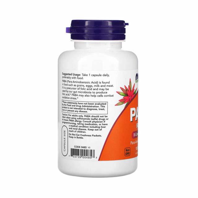 Paba (Vitamina B10) 500 miligrame 100 capsule Now Foods