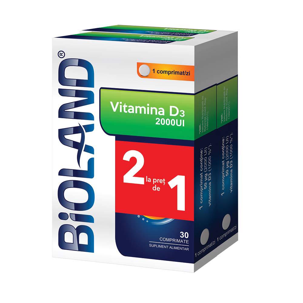 Pachet Bioland Vitamina D3 2000UI 60 comprimate Biofarm