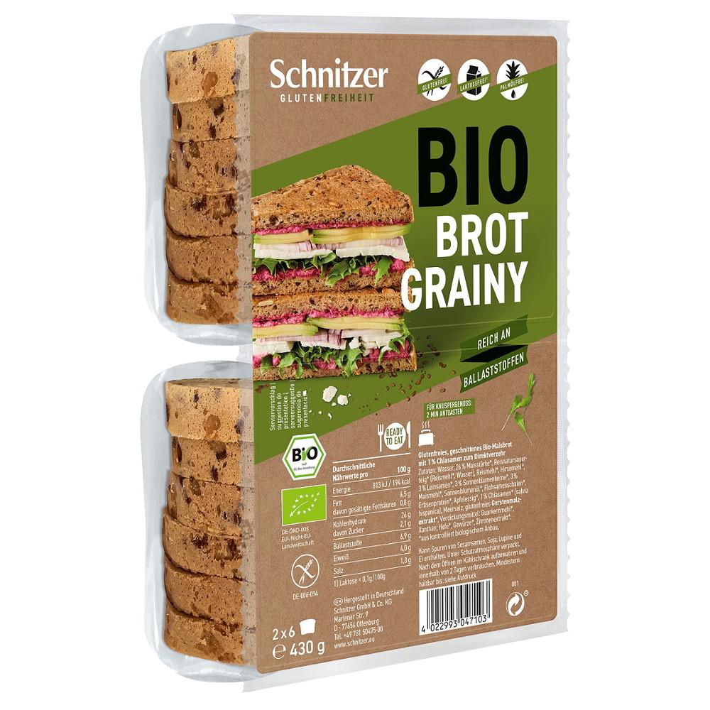 Paine Toast cu Seminte de Chia Fara Gluten Bio 430 grame Schnitzer