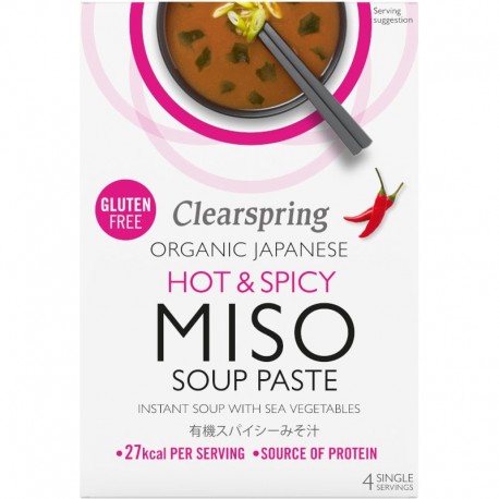 Pasta pentru Supa Crema Miso Instant Picanta Hot si Spicy Bio 4x15 grame Clearspring