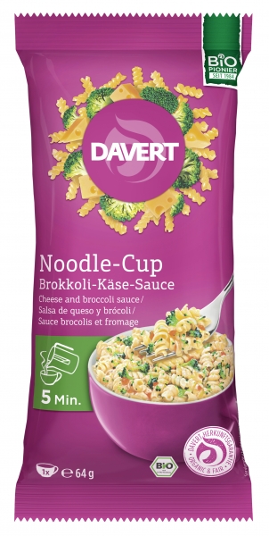 Paste Spirale cu Branza si Broccoli Noodle Cup Bio 64gr Davert