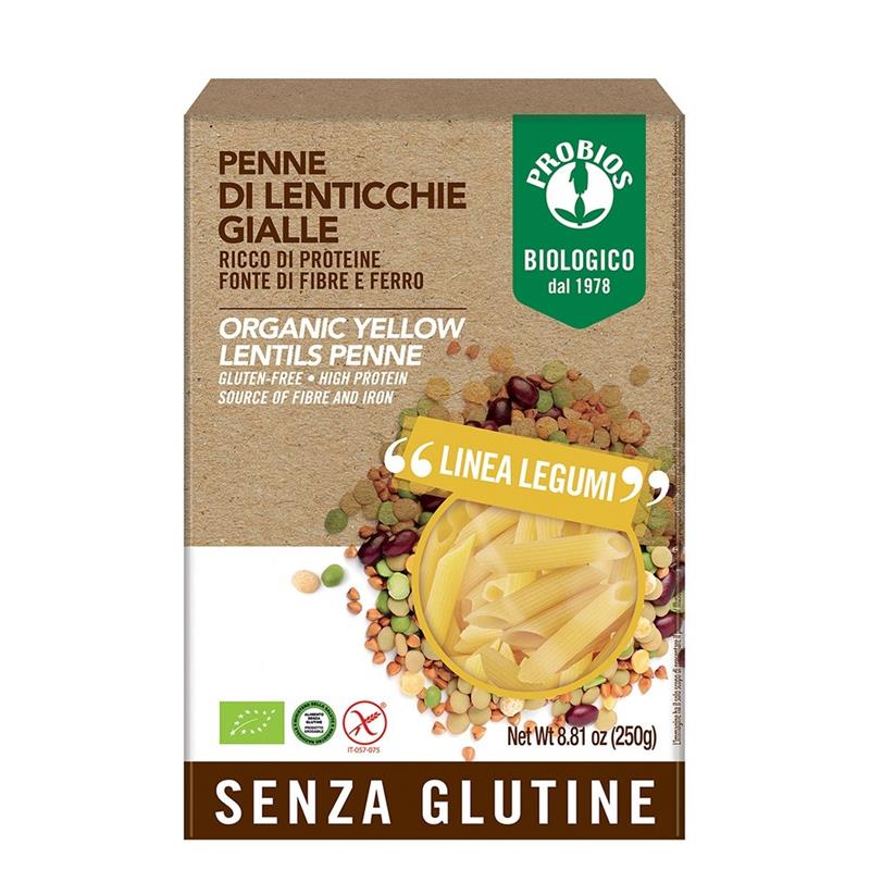 Penne Bio din Linte Galbena Fara Gluten Probios 250gr