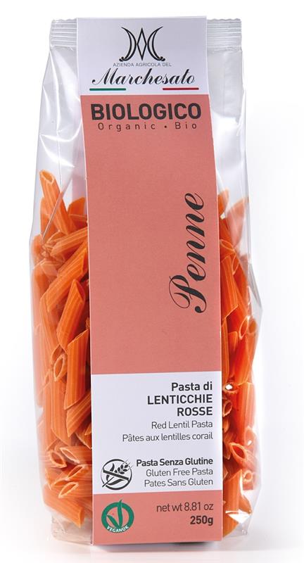 Penne din Linte Rosie Fara Gluten Bio Marchesato 250gr