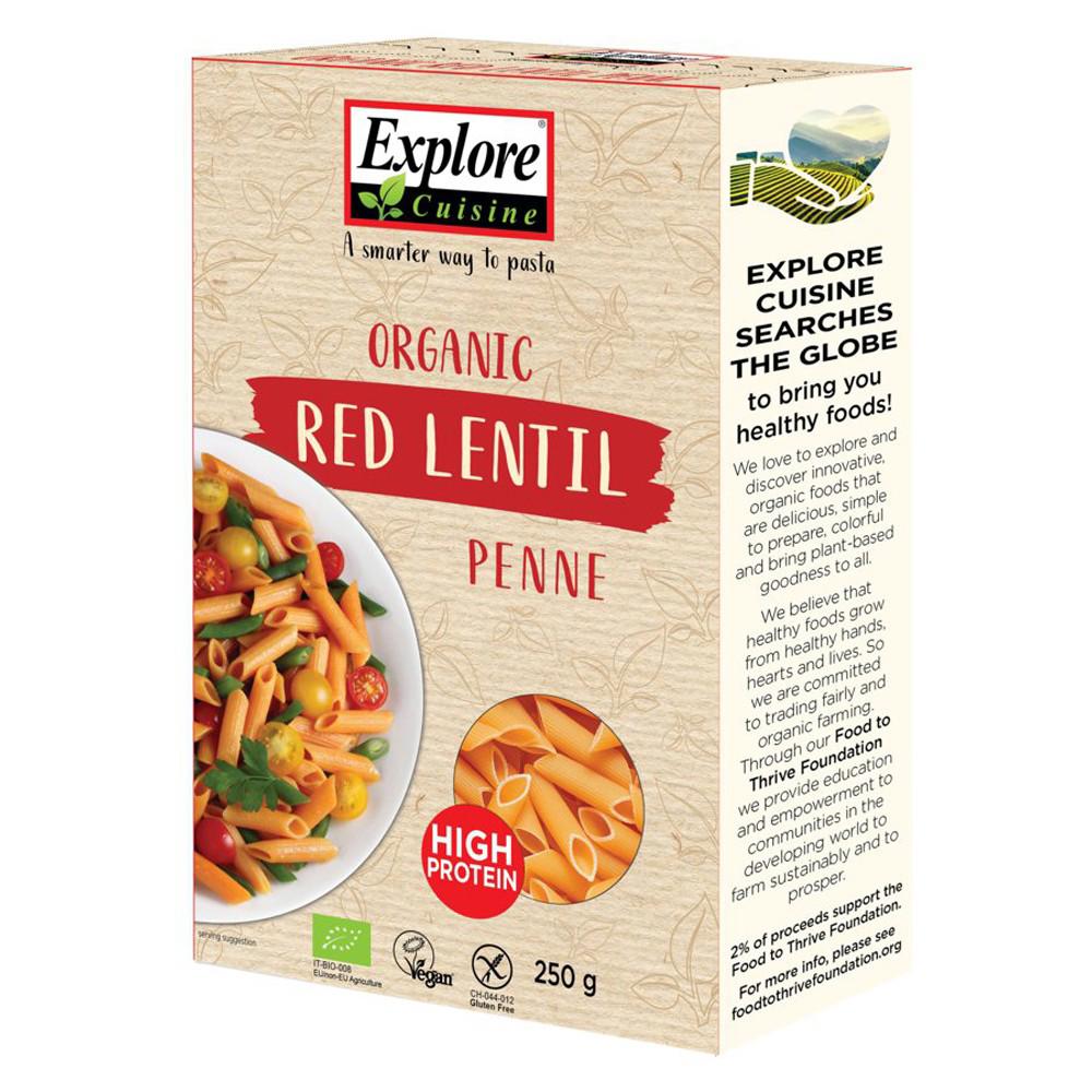 Penne din Linte Rosie Fara Gluten Eco 250 grame Explore Cuisine