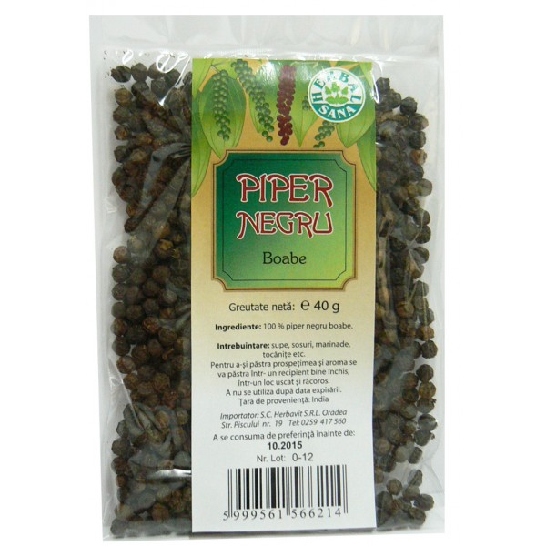 Piper Negru Boabe Herbavit 40gr
