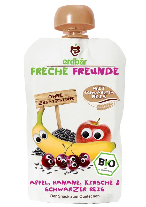 Piure de Mere, Banane, Cirese si Orez Negru Bio Erdbar 100gr