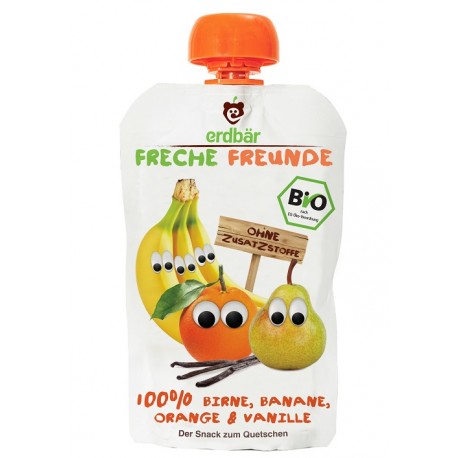 Piure de Pere, Banane, Portocale si Vanilie Bio Erdbar 100gr