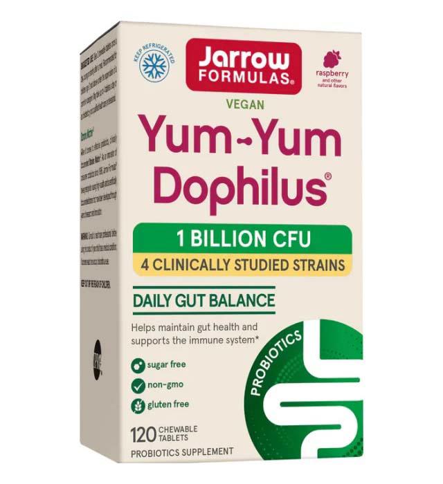 Probiotic Copii Yum-Yum Dophilus 1 Billion 4 Tulpini Natural Raspberry 120 tablete Jarrow Formulas