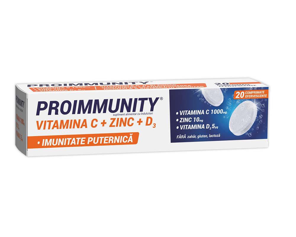 Proimmunity Vitamina C + Zinc + D3 20 comprimate Fiterman