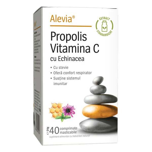 Propolis Vitamina C cu Echinacea si Stevie 40 comprimate masticabile Alevia