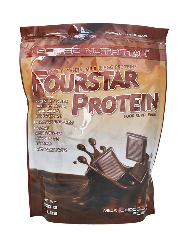 Proteina din Zer FourStar Protein Aroma Ciocolata cu Lapte 500 grame Scitec Nutrition
