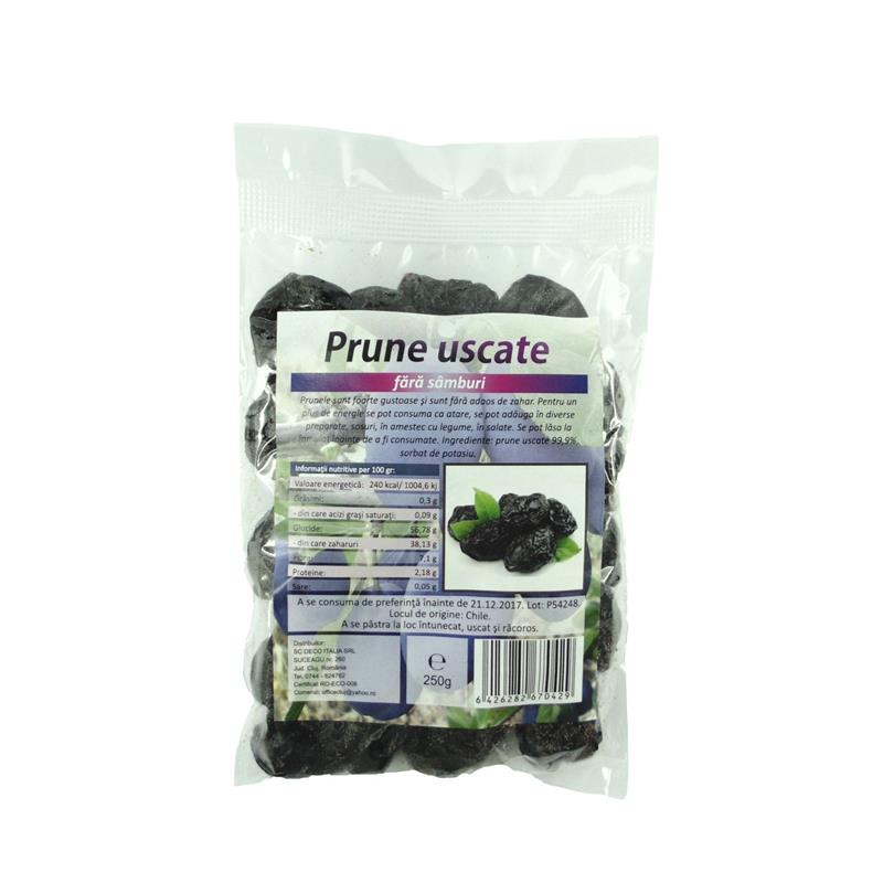 Prune Uscate fara Samburi 250 grame Deco Italia